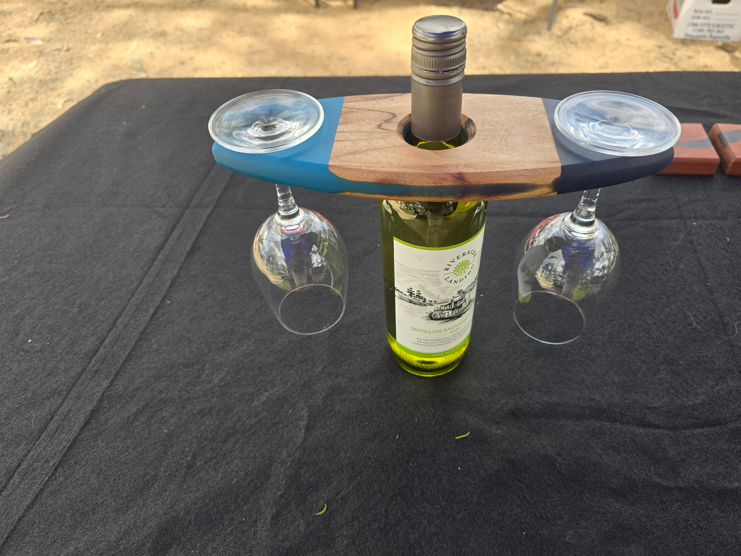 Teal and midnight shimmer wine holder
