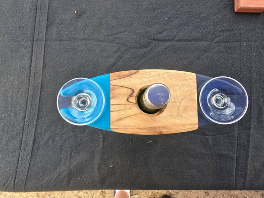 Teal and midnight shimmer wine holder
